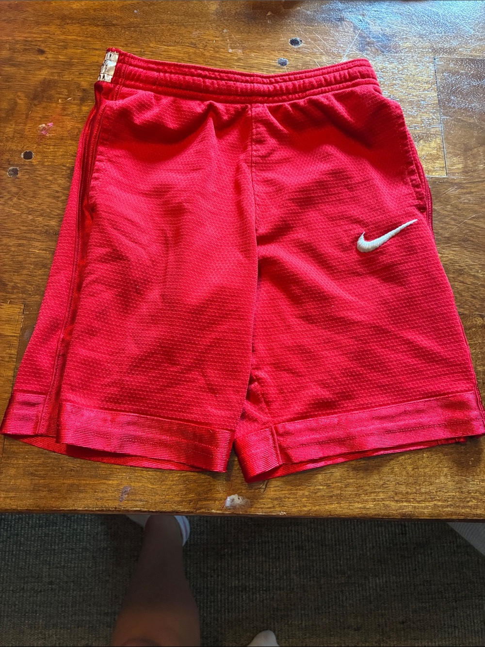 Nike Red Boys' Athletic Shorts with White Swoosh